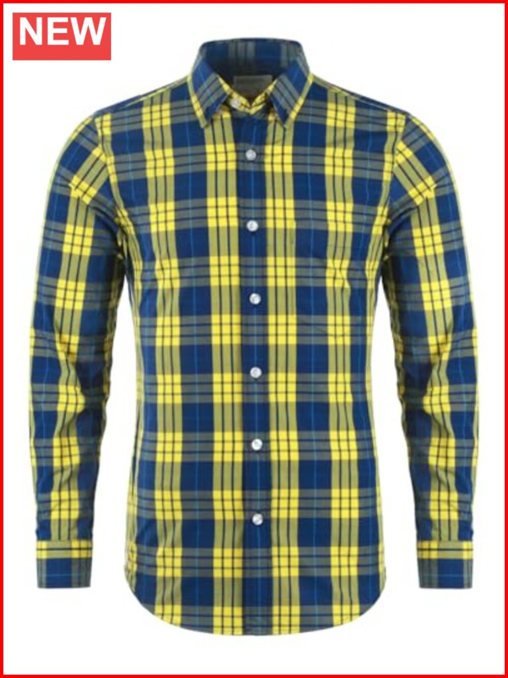 Men's Plaid Long Sleeve Button Down Slim Fit Dress Shirt